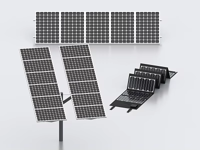 Industrial Solar Panel Equipment With Multiple Panel Arrays And Mounting Structures 3d model