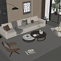 Elegant Modern Living Room Sofa Coffee Table Set with Throw Pillows Armchairs and Floor Lamp