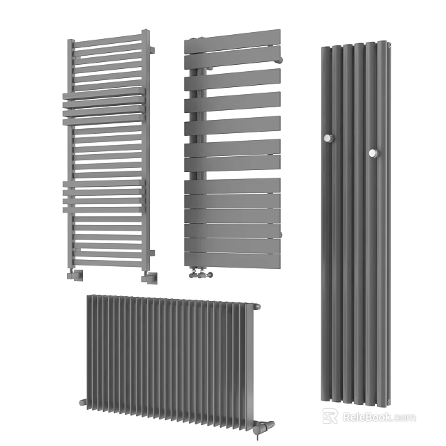 Modern Gray Radiators With Various Decorative And Functional Designs For Home Heating 3d model 