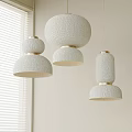 Various Irregular Shaped Textured Fabric Pendant Lights In Light Color For Modern Interior