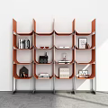 Modern Shelving Unit with Multiple Layers Holding Books Decorative Items and Ornaments