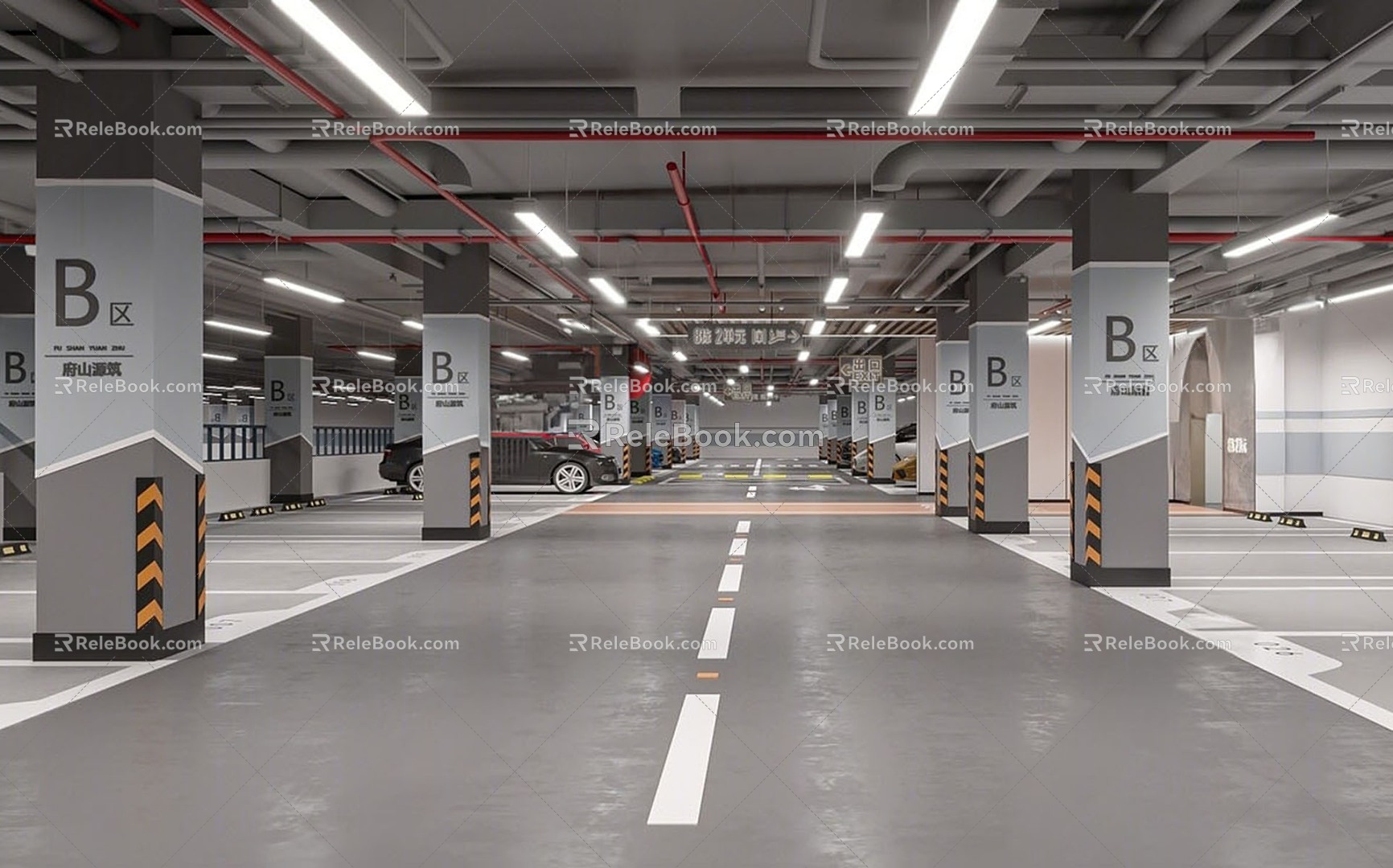 Modern Parking Underground Parking Garage 3d model