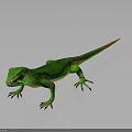Vibrant Green Lizard With Yellow Tail On Dark Shiny Background 3d model