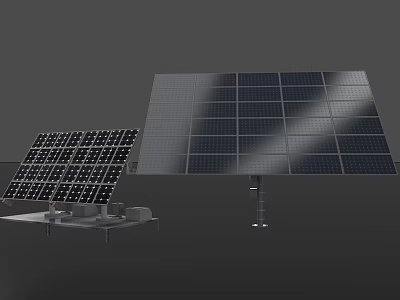 Industrial Solar Panel Equipment With Large And Small Panels On Metal Mounting Stands 3d model