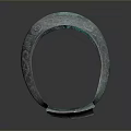 Antique Bronze Household Item Featuring Circular Design Intricate Carvings And Greenish Blue Patina
