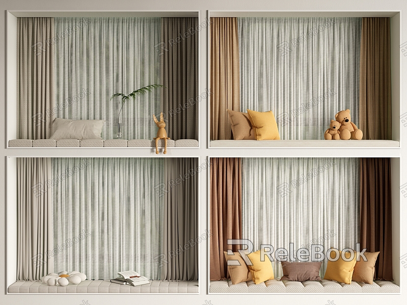 Bay Window Cushion Curtain Gauze Curtain model