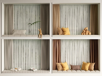 Bay Window Cushion Curtain Gauze Curtain 3d model