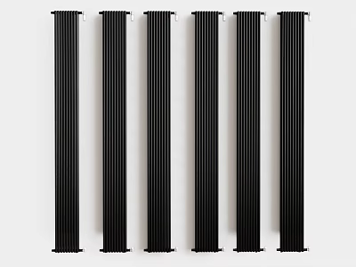 Black Vertical Radiators Modern Home Heating Solutions With Stylish Design And Six Units In Row 3d model