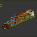 Container Ship With Colorful Containers And Multiple Deck Cranes