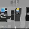 Modern Household Appliances Collection Featuring Cash Register Refrigerator And Air Conditioner