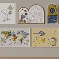 Creative Building Blocks Artworks Featuring Cartoon Patterns World Map And Letters 3d model