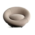 Modern Stylish Single Sofa with Light Brown and Dark Gray Round Curved Upholstered Seat Design