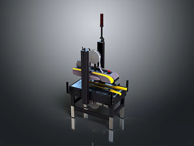 Industrial Mechanical Equipment With Black Structure Red Vertical Rod And Yellow Components 3d model