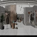 Modern Clothing Store Interior With Mannequins Clothes On Racks Plants Bright Lighting And White Flooring