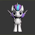 Game Movie Character White Unicorn Pony With Pink Purple Blue Mane Wings and Big Eyes
