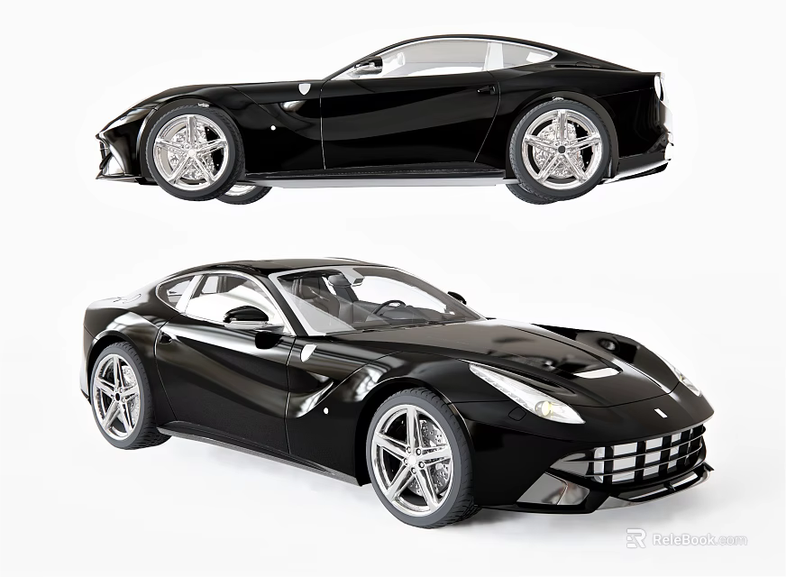 Sleek Black Sports Car With Aerodynamic Exterior And Premium Alloy Wheels Design 3d model 