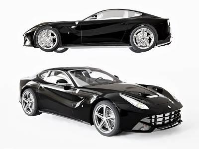 Sleek Black Sports Car With Aerodynamic Exterior And Premium Alloy Wheels Design 3d model