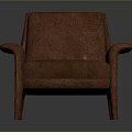 Modern Brown Leather Armchair With Comfortable Design And Sturdy Legs
