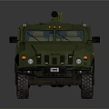 Heavy Duty Green Utility Vehicle with Yellow Searchlight Red Cross and Off Road Tires