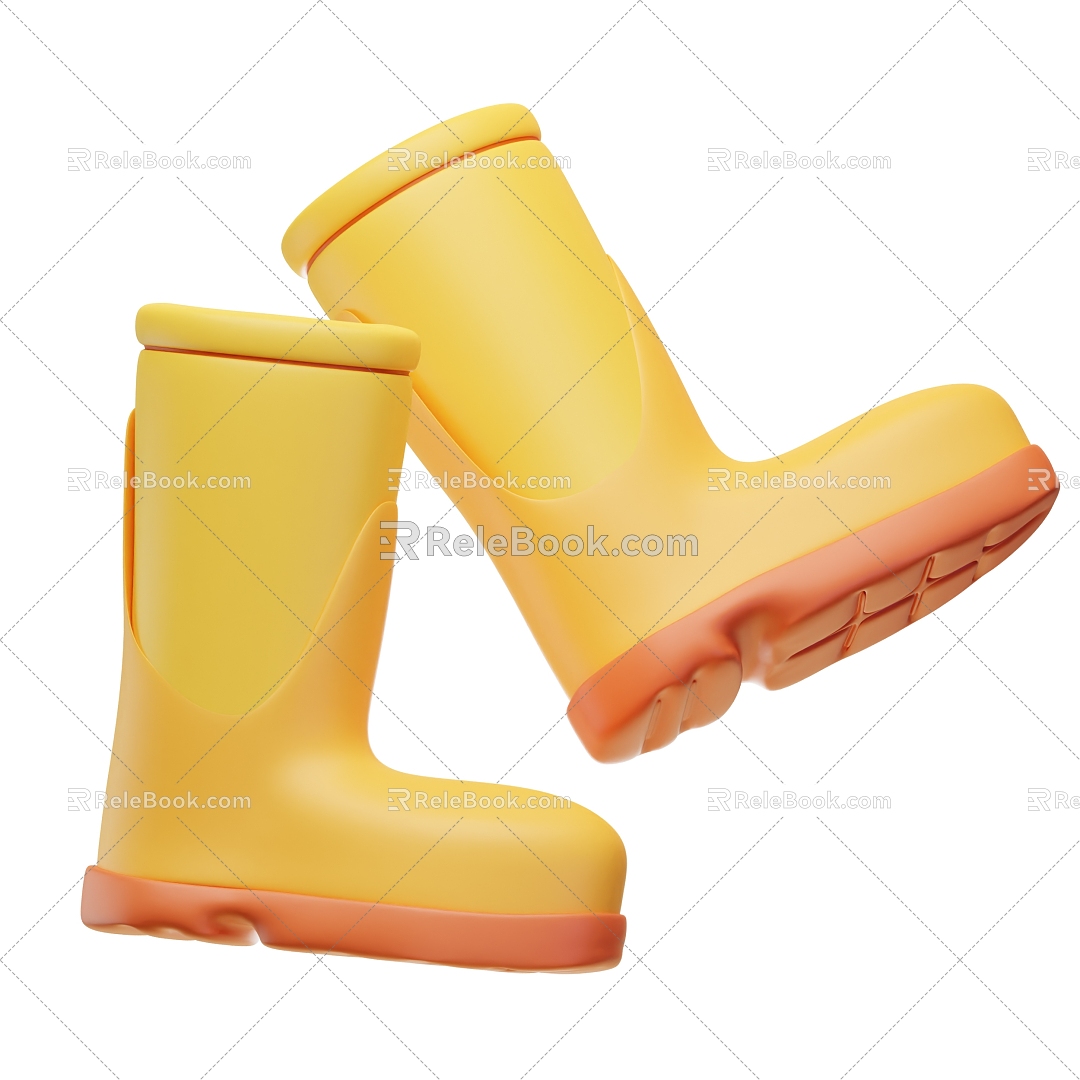 Modern Rubber Shoes Rain Boots Cartoon Rubber Shoes 3d model