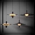 Modern Minimalist Pendant Lights with Circular Transparent Shades Dark Frames and Warm Glow