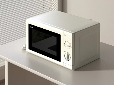 Modern White Microwave Oven On Kitchen Countertop Essential Kitchen Appliance 3d model