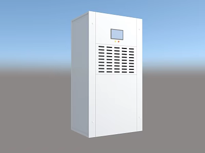 Modern White Vertical Computer Equipment With Small Screen And Ventilation Grilles 3d model