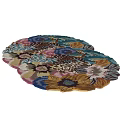Round Floral Shaped Rug With Multicolored Flower Patterns For Home Decor