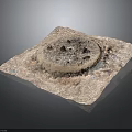 Natural Wood And Stone Decorative Piece With Square Base And Circular Accent