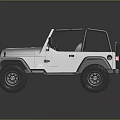 Silver Open Top Off Road Jeep With Black Frame And Spare Tire