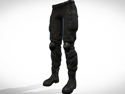 Black Tactical Pants with Knee Pads Functional Design for Outdoor Work Activities 3d model