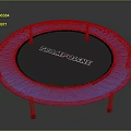 Blue Round Trampoline with Black Jumping Surface and Metal Frame Support 3d model