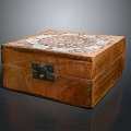 Vintage Wooden Carved Clothing Storage Box With Decorative Metal Lock And Floral Patterns