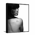 Female Back View Portrait With Shoulder Tattoo GOLF MAP Text Black And White Minimal Background