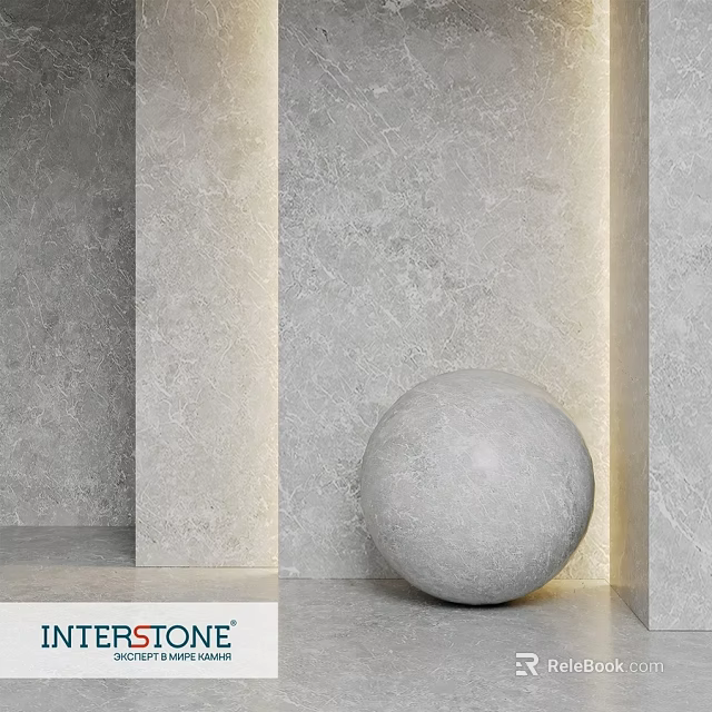 Gray Sphere Decorative Element In Minimalist Space With Gray Walls And Columns 3d model 