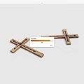 Two Handcrafted Wooden Crosses with Carved Slots on White Surface