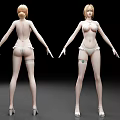 Woman 3D Model Front And Back View In White Lingerie With High Heels