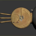 Vintage Commercial Equipment With Brass Metal Structure Circular Reflector Curved Handle And Ribbed Base
