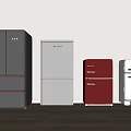 Refrigerators and Freezers in Various Colors Showcase Modern Display Style 3d model
