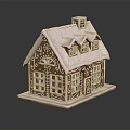 Intricate Gingerbread House Architecture With Frosted White Roof Patterned Windows Chimney And Reflection
