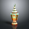 Traditional Decorative Lantern With Colorful Patterns Layered Structure And Ornate Design