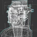 Cartoon Game Character With Bald Head Exaggerated Grinning Expression And Mechanical Elements