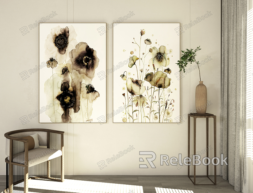 New Chinese Plant Painting Decorative Painting model