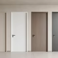 Modern Interior Hinged Doors in Beige White Wooden and Dark Gray Finishes