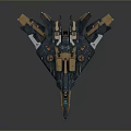 Sci Fi Fighter Spaceship With Streamlined Structure Multiple Wings And Cockpit