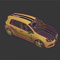 Yellow Compact Racing Car With Black Stripes And RACETECH Logo On Windows