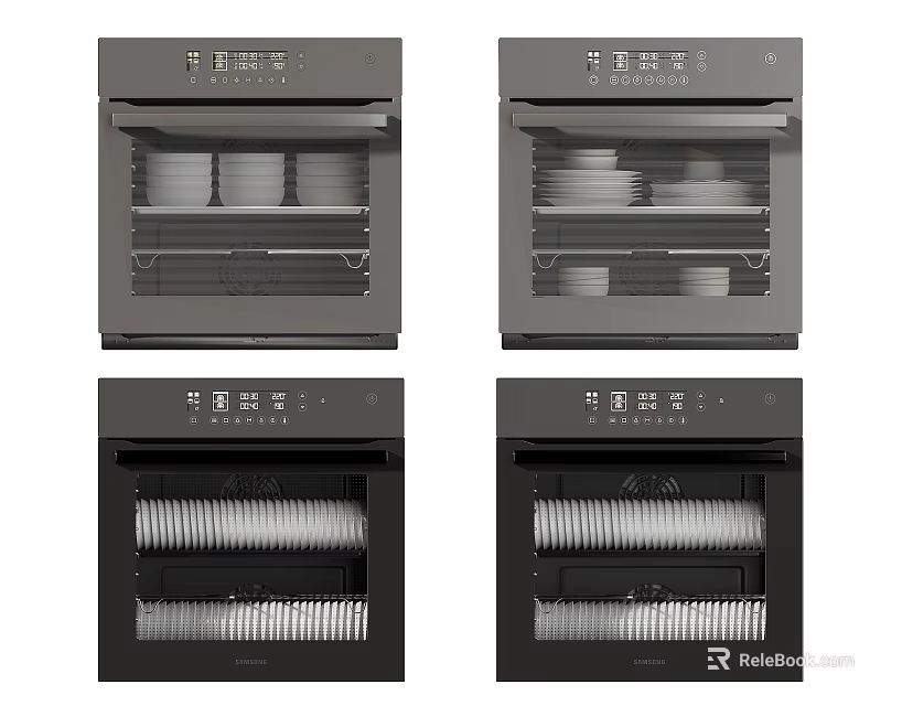 Built-in Modern Kitchen Sterilizer Appliances With Internal Dishes Bowls And Multiple Shelves 3d model 