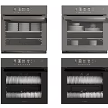 Built-in Modern Kitchen Sterilizer Appliances With Internal Dishes Bowls And Multiple Shelves