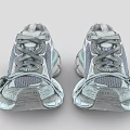 Light Blue And Gray Mesh Sneakers With Tied Laces And Vintage Sole Design