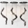 Three Modern Spiral Black Hanging Chandeliers With Simple White Background Design 3d model